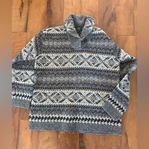 RALPH LAUREN Vintage Fair Isle Toggle Hand Knit 100% Wool Sweater Sz XL